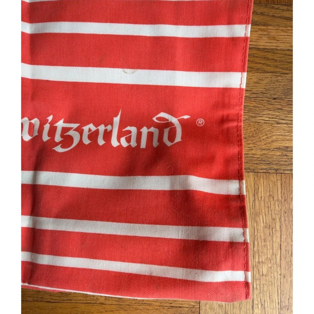 Vintage 1980s Little Switzerland Canvas Tote Bag Red and White Stripes Nautical